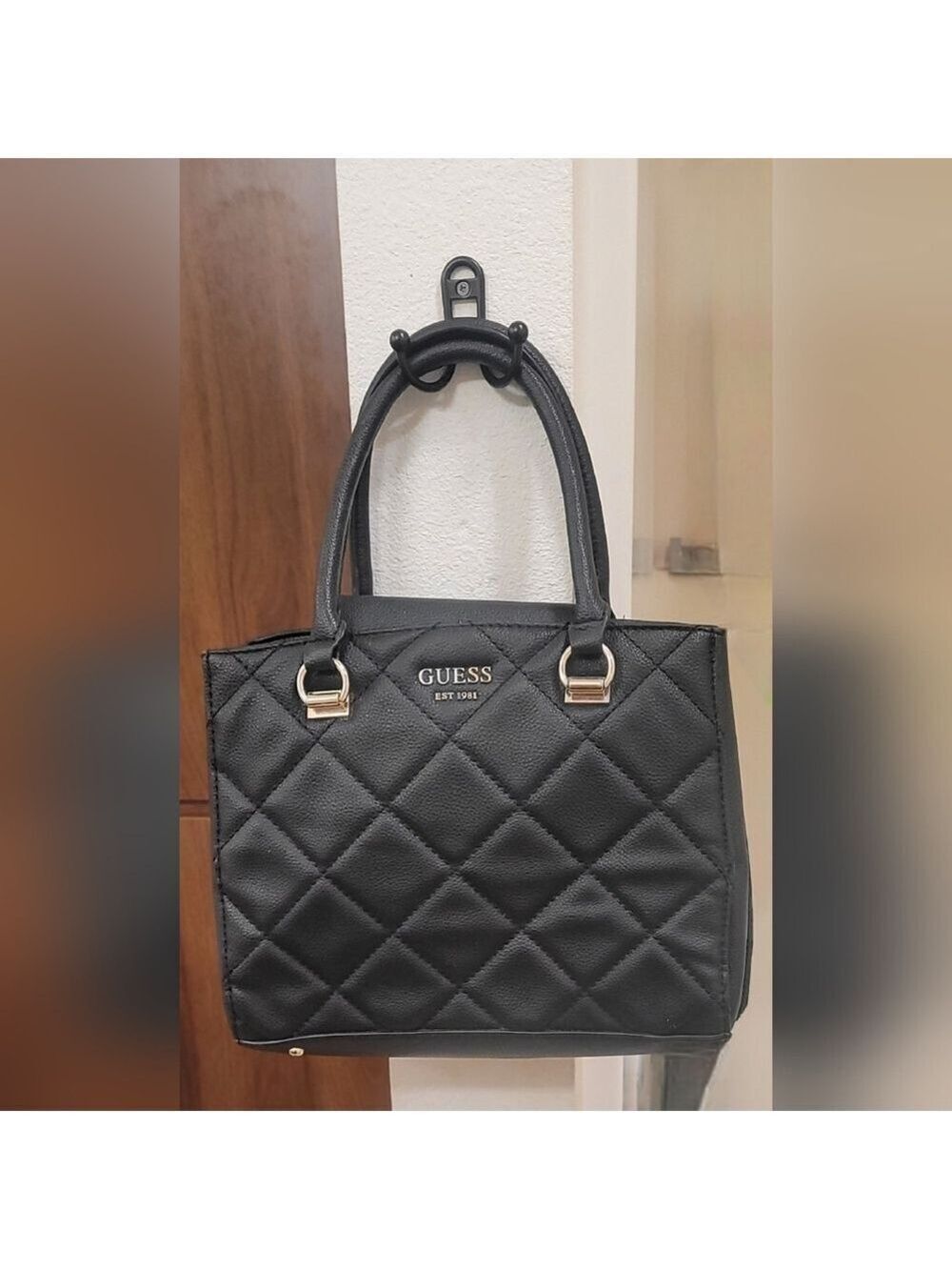 GUESS Quilted Black Fantine Girlfriend Satchel
